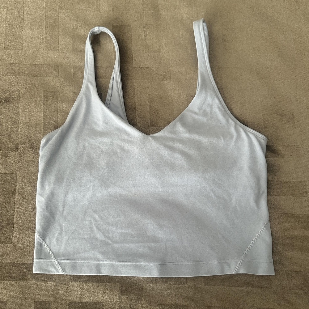 Lululemon Crop Tankβ Top Womens 6 Blue V Neck Stretch Yoga Athletic Camisole